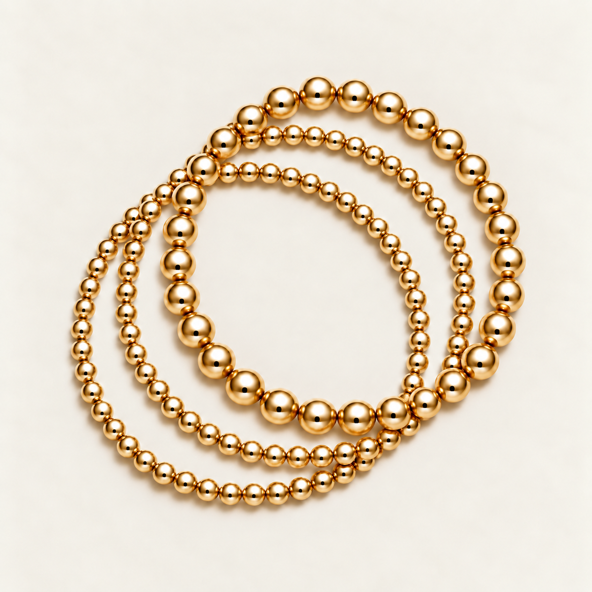 Official 433 Gold Bead Bracelet Stack