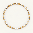 A beaded stretch bracelet featuring alternating polished gold and matte silver metallic beads, arranged in a circular shape on a clean white background.
