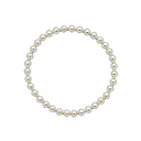 Silver bracelet with alternating gold and silver beads on a white background