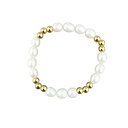 Pearl bracelet with gold beads on a white background