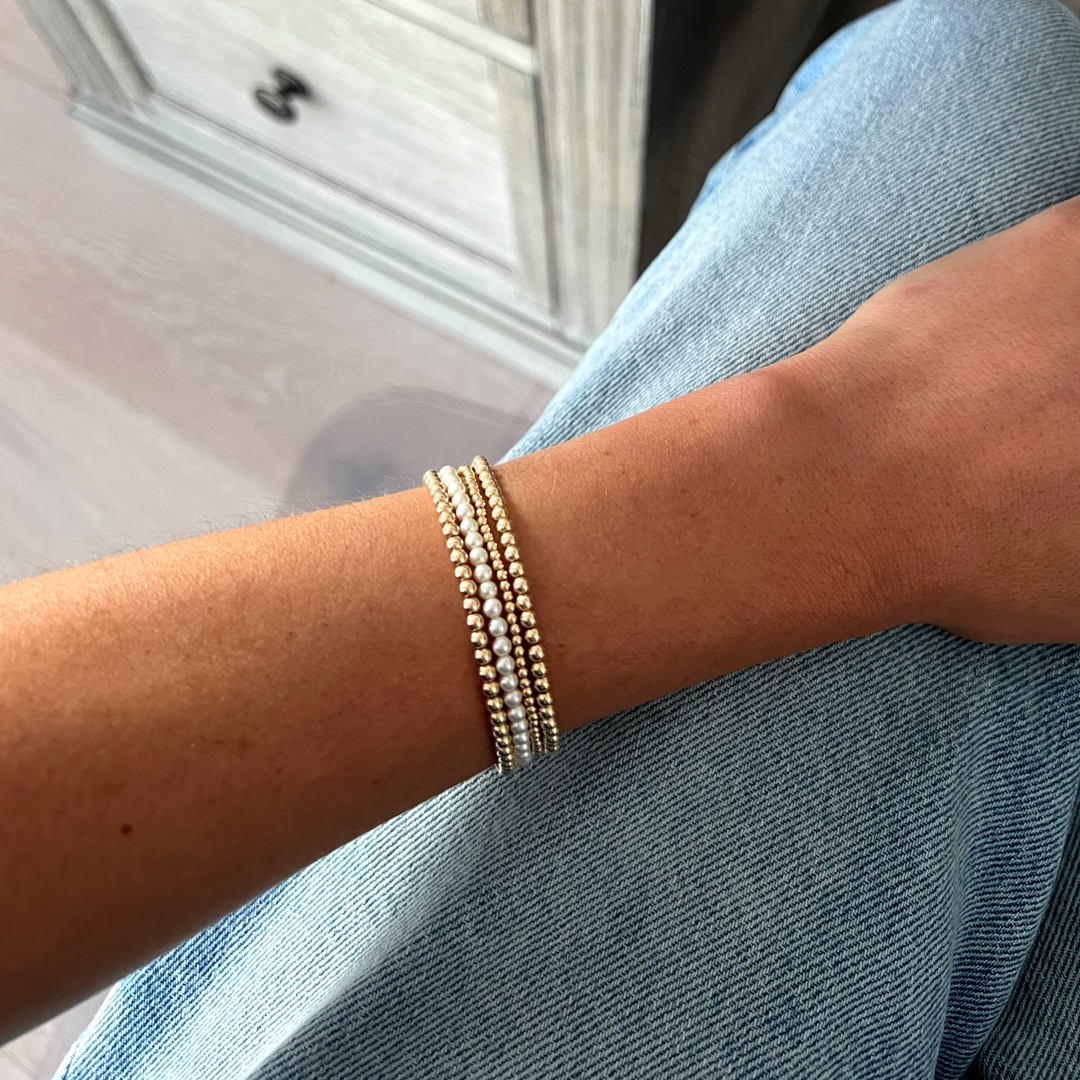 3MM White Pearl Bracelet